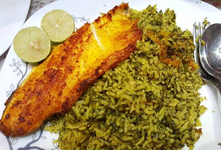 عکس سبزی پلو با ماهی با سبزی خشک
