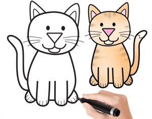 عکس آموزش نقاشی گربه کودکانه